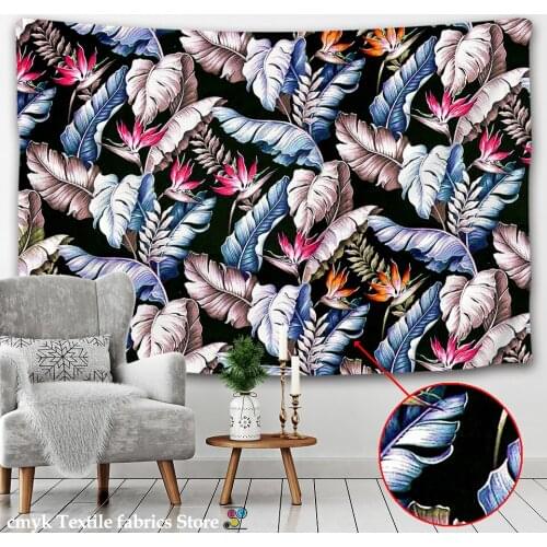 Flower Tapestry Tropical Plant Wall Hanging Chart Hippie Bohemian Tapestries Colorful Psychedelic Boho Art Deco