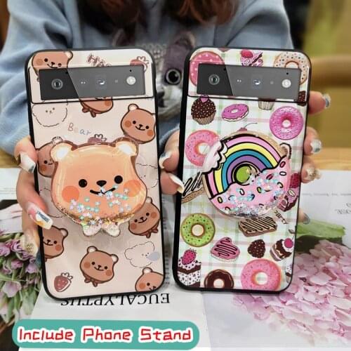 Dirt-resistant Soft Case Phone Case For Google Pixel 6 Fashion Design foothold Back Cover