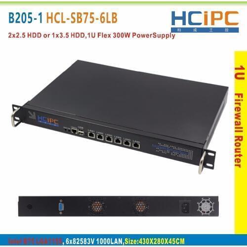 HCiPC B205-1 HCL-SB75-6LB, BareBone,LGA1155 B75 82583V 6LAN Mini Firewall Barebone,6LAN Mini Router,Mini PC,4LAN Motherboard