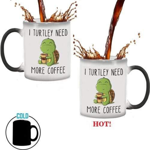 Tortoise I Need Coffee Coffee Mug Creative 11oz Magic Color Changing Mugs Moring Milk Mugs and Cups Drop Shipping