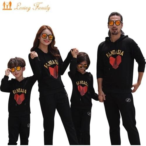 Family Clothing Men Women Children Spring Autumn Father Son Hooded Family Matching Outfits Mother Daughter Hoodies Pants Set