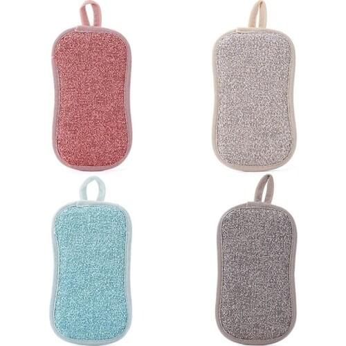 Kitchen Strong Fiber Dish Washing Towel Bowl Washing Cloth Rag Sponge Double Sided Household Washing Pot Brush Tool