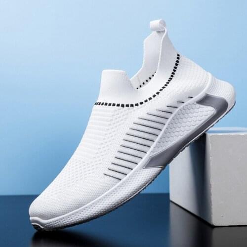 Summer new style trade sports shoes fashion soft bottom breathable casual shoes flying woven mens sports running shoes H639