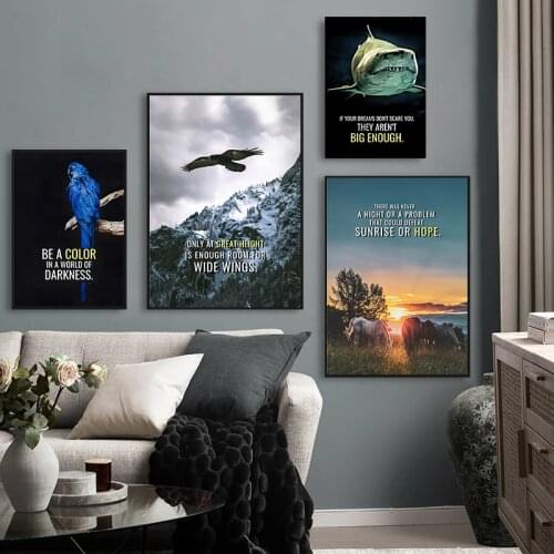 Motivational Poster Modern Animal Art Canvas Painting Prints Eagle Parrot Shark Wall Picture For Living Room Office Home Decor