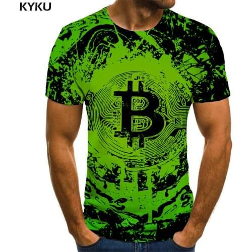 KYKU Bitcoin T shirt Men Abstract T-shirts 3d Street Funny T shirts Hip Hop Anime Clothes Mens Clothing Punk Rock Fashion Slim