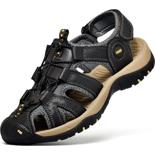 Summer Men Leather Sandals Fashion High Quality Water Beach Outdoor Non-slip Soft Comfortable Wear-resisting Non-slip Size38-48