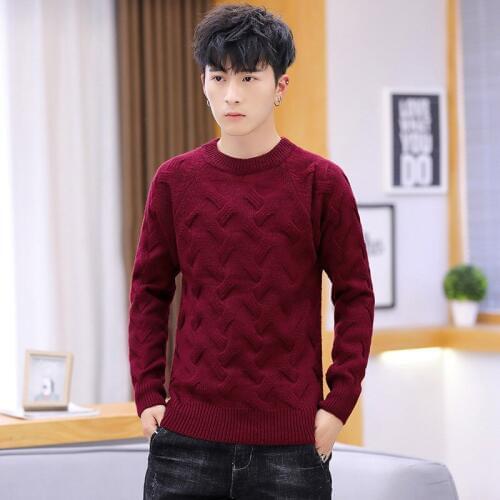 Mens Sweaters Long-sleeved Winter White Black Wine Red Blue New O-Neck Casual Pullovers Thick Sweater Men Fashion
