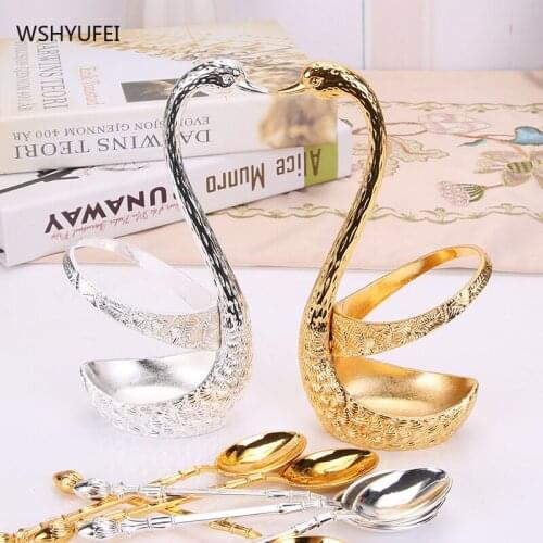 Cygnus fruit fork set exquisite creative home restaurant kitchen fork spoon storage seat fashionable decorative ornaments