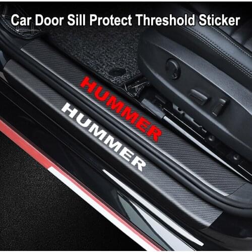 Car Door Sill Threshold Guard Sticker For Hummer H2 H3 Carbon Fiber Pattern Emblem Decal