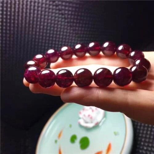 Natural Wine Red Garnet Crystal Round Beads Nice Bracelet 11-10mm AAA
