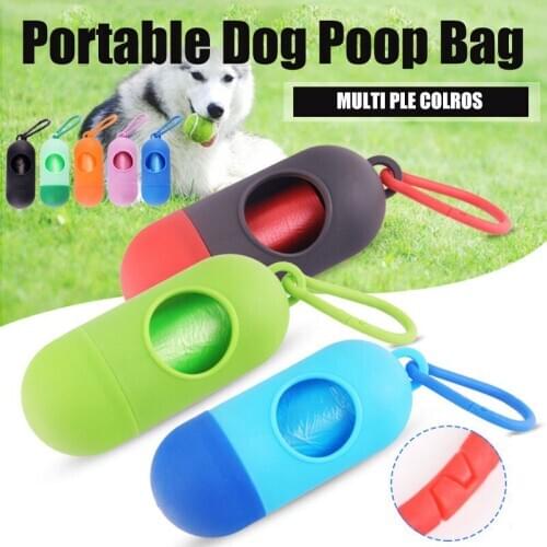 Essential Outdoor Waste Poop Bags Garbage Trash Holder Dispenser Colorful Capsule Shape Free Hands Walking Clean Dog Accessories