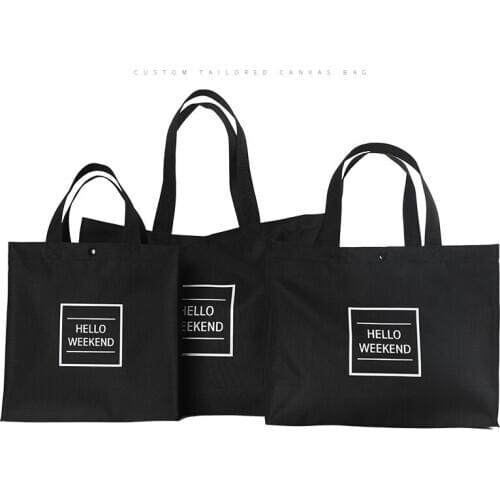 2020 New Fashion 3 Sizes Black Tough Oxford Foldable Carrying Shopping Bag For Womens Tote Shoulder Bag Storage Packing Bag