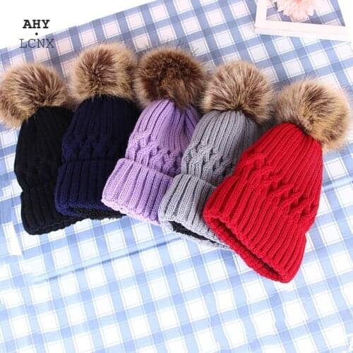 2022 New Winter Hat Luxury Quality Fox Fur Pompom Hats Beanie High Quality Girls Women Bonnet Winter Hats For Women Wool Cap