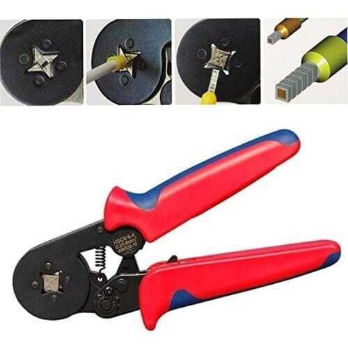 Ferrule Crimping Plier HSC8 6-4 Self-adjustintg Crimping Tools for 23-10 AWG(0.25-6mm) Cable End-sleeves Ferrules - Red Handle