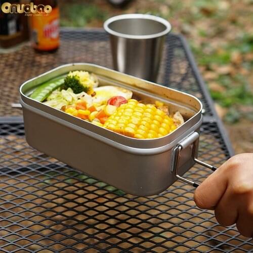 Onuobao Adult square outdoor outing camping cooking artifact aluminum lunch box travel portable Japanese lunch box