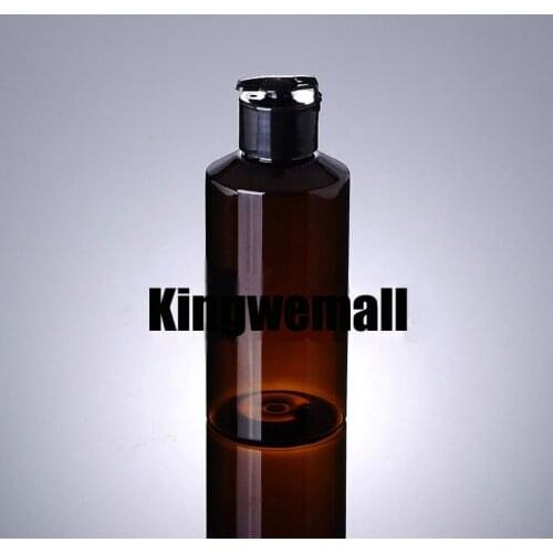 Wholesale 300pcs/lot Capacity 150ml Empty PET Brown Bottle with Black Press Lids For Lotion or Cosmetic Packaging XCI38