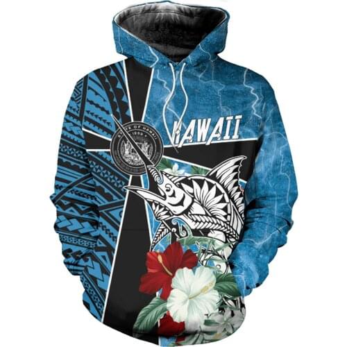 Hawaii Flower Fish Ocean Mens Casual 3D Print Hoodies Man Pullover Women Hood Sweatshirts Jacket Unisex New Fashion Streetwear