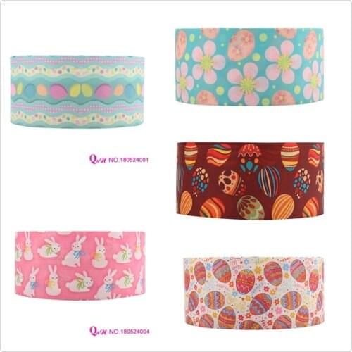 Q&N ribbon 50Yards 16mm 22mm 25mm 38mm 75mm Easter Day Grosgrain/FOE Ribbons for DIY Bow Craft Wedding Easter egg Decoration
