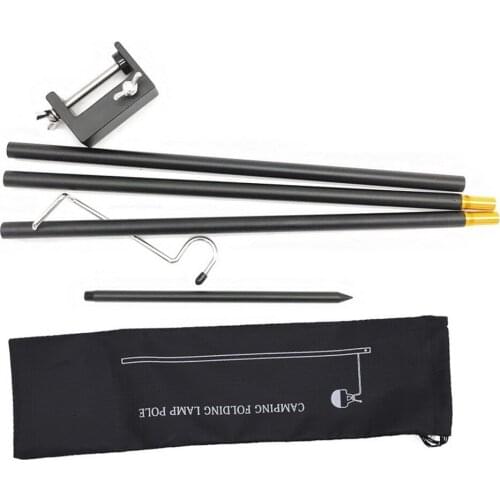 Outdoor Table Small Light Pole Camping Equipment Aluminum Alloy Folding Lantern Bracket Foldable Lamp Pole Light Hanging Rack