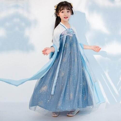 Chinese Traditional Girls Hanfu Dress For Girl Kids Photography Dress Vintage Children Ancient Fairy Photo Shoot Dress Cosplay