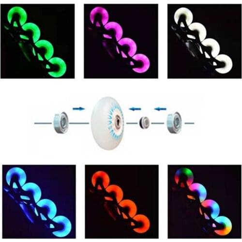 2Pcs 80/76/72mm In-line Speed Skate Skating LED Light Flashing Roller Wheels skateboard Colorful Universal Glow