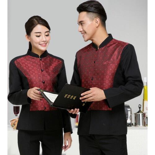 Hotel Waiter Uniform Long Sleeve Chinese Restauant Outfit Female Western Restaurant Waiter Work Wear Fast Food Coat 18