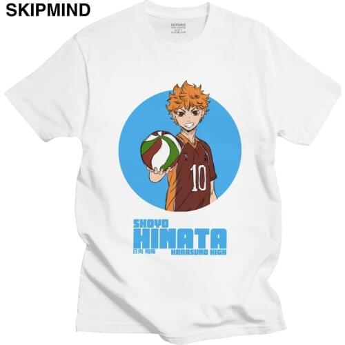 Unique Shoyo Hinata T Shirt Men Short Sleeve Leisure Tee Anime Volleyball Haikyuu Tshirt 100% Cotton T-shirt Fan Merchandise