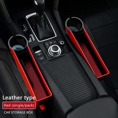 Car Storage Box With Cup Holder PU Leather Layered Organizer Items Boxs For Left And Right Driving Positions Seat Gap Armrest