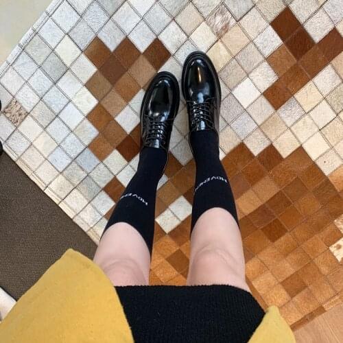 Womens Shoes 2020 New Spring Leather Shoes Womens British Style Black Patent Leather Oxford brand Shoes