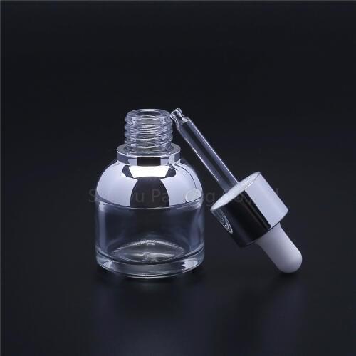 1pcs 30ml transparent Glass Dropper Bottle Empty Cosmetic Packaging Container Vials Essential Oil Bottles