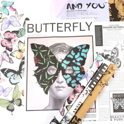 10pcs New Butterfly Wrapping Paper Dream Butterfly Flower Gift Wrapping Material Valentines Day Bouquet Wrapping Paper