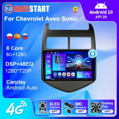 2 Din Android 10 For Chevrolet Aveo Sonic 2011-2015 4G BT Carplay Voice Control Car Radio Multimedia GPS Navigation DVD Player