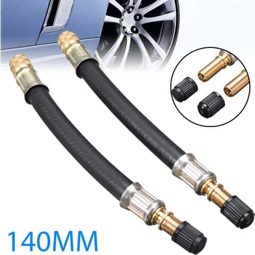 2pcs 140mm Copper Joint Rubber Flexible Hose Car Wheels Tyre Valve Stems Extensions Tube Adapter Universal for All Car