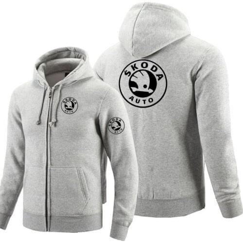 2021 Zipper Hoodies Skoda logo Printed Hoodie Fleece Long Sleeve Mans zipper Jacket Sweatshirt