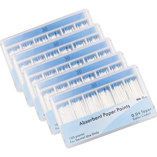 5box 20# 25# 30# 35# 0.04 Dental Absorbent Paper Points Paper Points 04 Taper Root Canal Absorption Cotton Fiber Dental Material