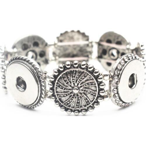 6pcs/lot Elastic Wristband Snap Cuff Bracelet&Bangles For Men and Women Bracelets Fit 18mm/20mm DIY Snap Buttons Pulseras