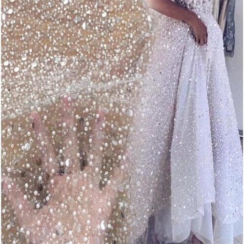 African Lace Fabric 2021 High Quality Lace with Sequins French Net Nigerian Lace Fabrics For Sewing Wedding Dress xc21-57