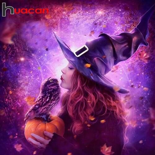 Huacan Full Square Diamond Embroidery Mosaic Halloween Owl 5D DIY Diamond Painting Woman Childrens Room Decor