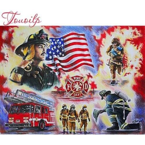 Touoilp Diamond embroidery diy "Firemen" 5d diamond painting full diamond mosaic puzzle picture of rhinestones cross-stitch