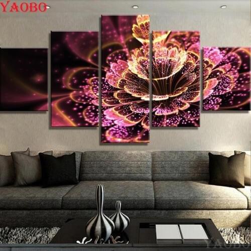 5D DIY Diamond Painting Abstract luminous Red Flower Cross Stitch Full Square Round Diamond Embroidery Mosaic art Needleworks