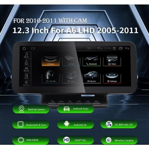 Nunoo Android 10 Carplay For Cars Multimedia Player For Audi A6L LHD/RHD 2005-2019 Mirror Link 8 Core Car Stereo Receiver 1 Din