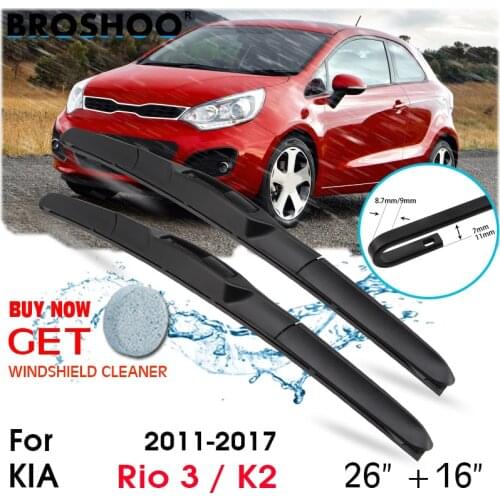 Car Wiper Blade Front Window Windscreen Windshield Wipers Blades J hook Auto Accessories For KIA Rio 3 / K2 26"+16" 2011-2017