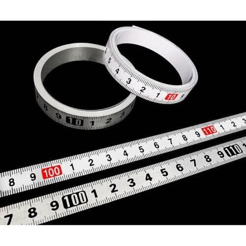 Free shippingStainless Steel Miter Track Tape Measure SelfAdhesiveMetric ScaleRuler 1M-2M for T-track RouterTableSawWoodworking2