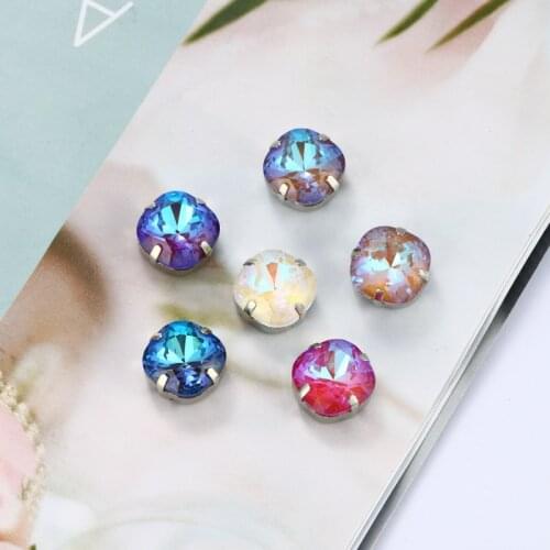 12mm Shiny Mocha Fluorescent Cushion K9 Sew on Stones Strass Crystal Rhinestones With Flat Back Claws Sew on Clothing Crafts Bag