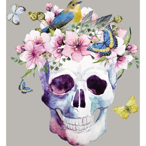 Flower Skulls Patches Diy Thermal Transfer Stripe A-Level Washable Garment Stickers Child Boy Girl T-Shirt Patch