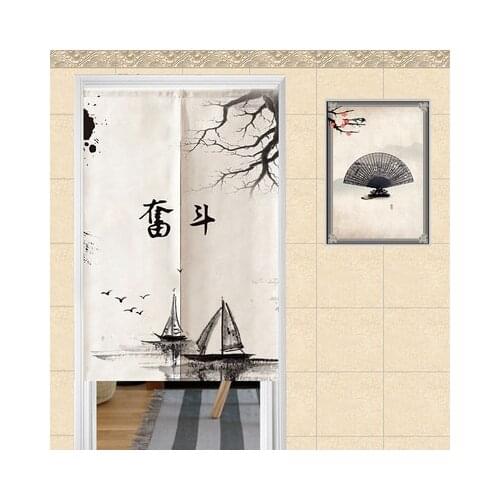 Chinese style retro door curtain cloth art porch retro living room bedroom decorative partition Zen half curtain
