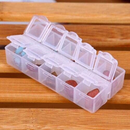 Double row 10 grid Portable Packing week Travel Medicine sealed pill trinket plastic organizer storage box Desktop Sundry Case