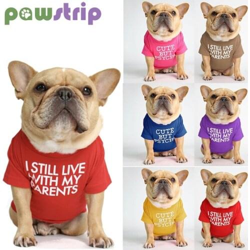 Pet Dog Clothes Letter Printed Cotton Dog T-Shirt French Bulldog Soft Breathable Stretch Dog Clothes Pug Yorkshire Cat Clothing