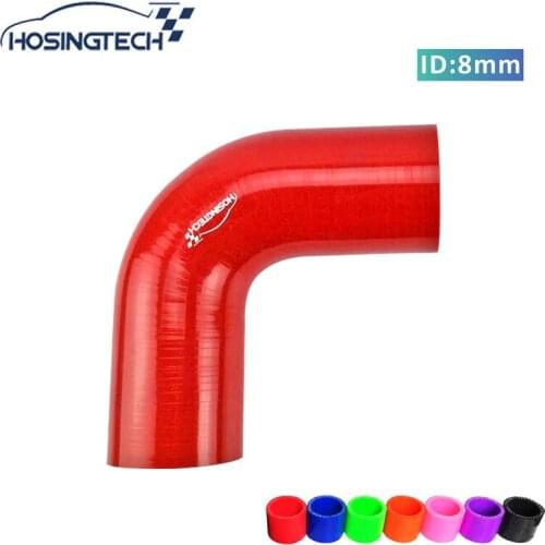 HOSINGTECH-brand quality factory price 8mm 0.315" red 90degree flexible automotive silicone turbo hose