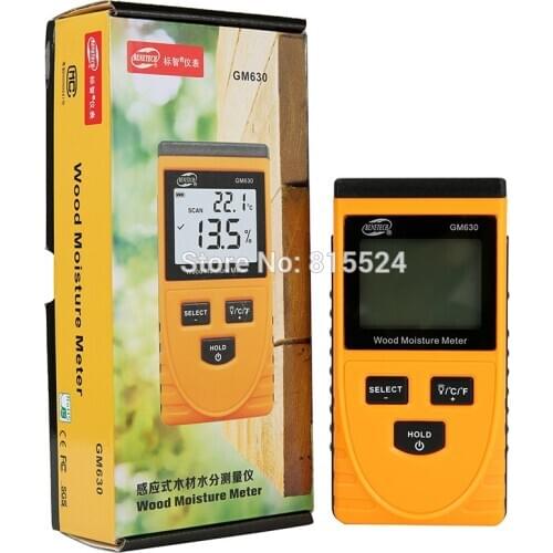 BENETECH GM630 Digital LCD Display Wood Moisture Meter Humidity Test Timber Paper Tree Damp Detector Density Hygrometer